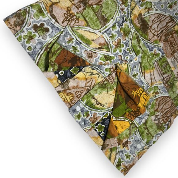 True Vintage 60s Surfline Barkcloth Hawaiian Shirt Sz M w Flap Pockets, Epaulets - Picture 11 of 14